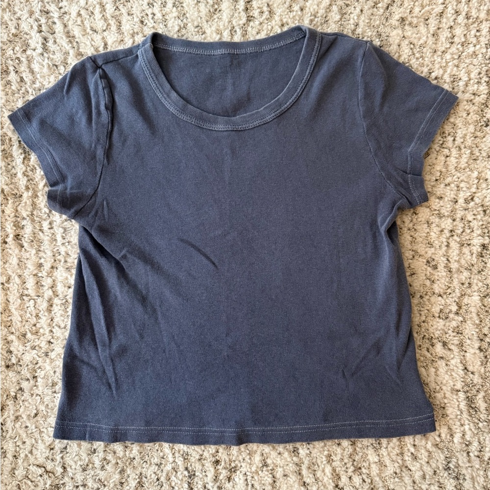 Brandy Melville Navy Blue Cropped Tee